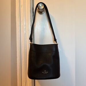 Kate Spade Leila Small Bucket Bag in Pebbled Black Leather